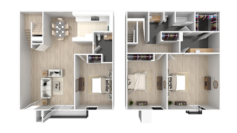 Floor plan for 3 beds, 2 baths, 1128 sqft